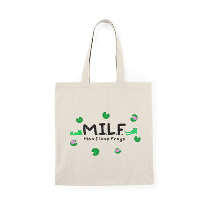 MILF (Man I Love Frogs) Natural Tote Bag – Froggy Fun, Anywhere You Go!