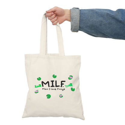 MILF (Man I Love Frogs) Natural Tote Bag – Froggy Fun, Anywhere You Go!