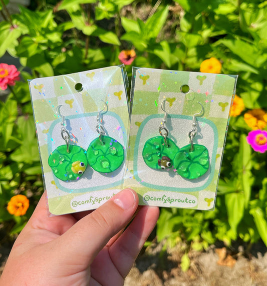 Lilypad Froggy Earrings