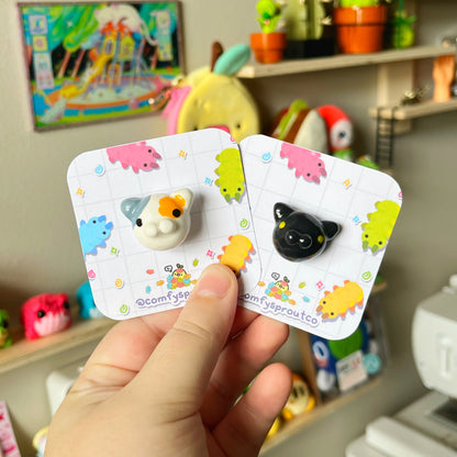 Calico and black kitty magnets made from polymer clay